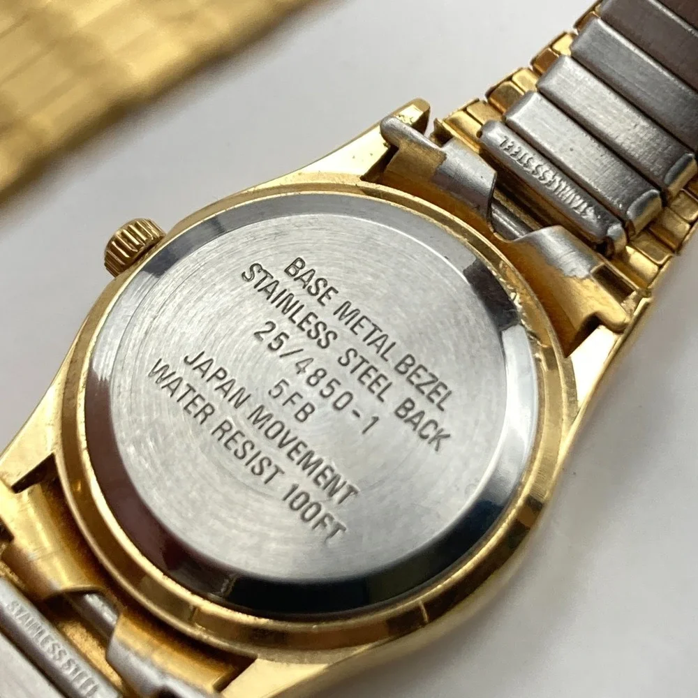 Vintage Armitron Womens Watch 20mm Gold Tone Stretch Band New Battery SMALL 5.75